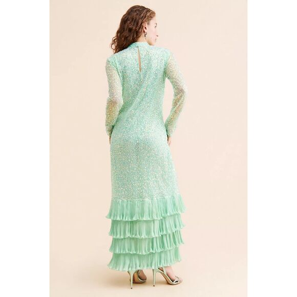 Bhanuni by Jyoti Siren Maxi Dress Blue Sequin Size Small Petite NWT - Picture 3 of 10